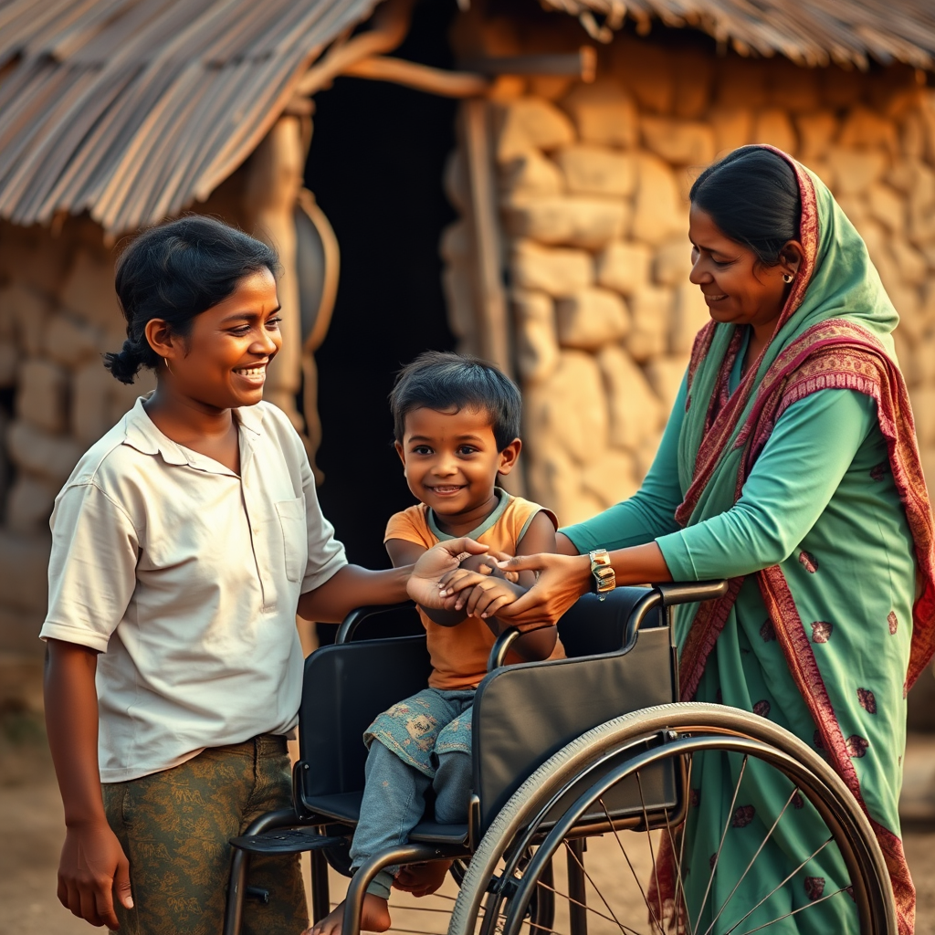 A family in Sylhet receiving support for their disabled child